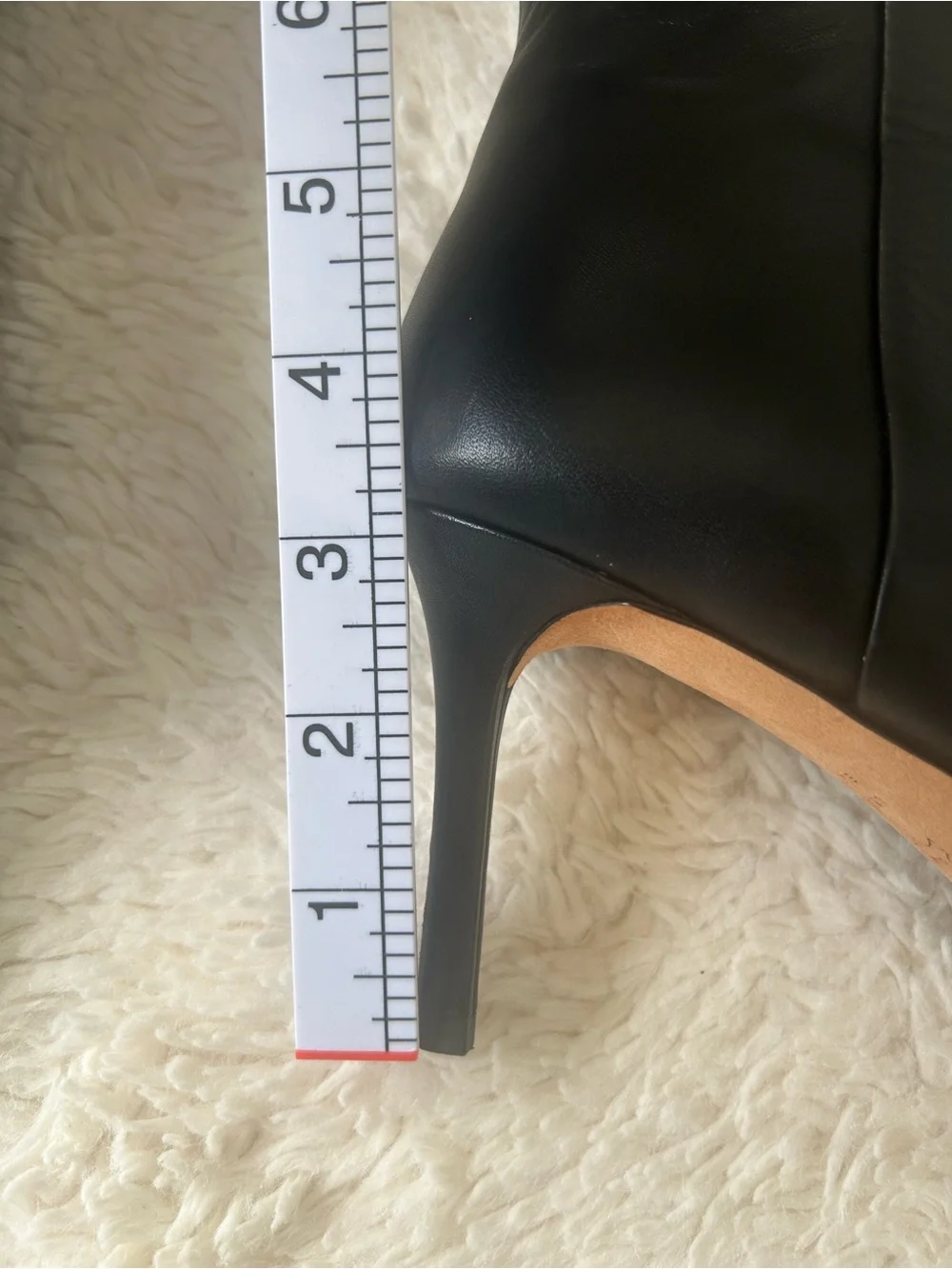 Via Spiga Dacia Almond  Toe Women's Black Leather Stiletto High Boots Size 6
